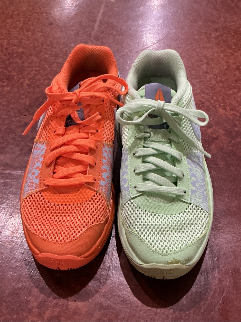 Nike Boys Basketball Sneakers in Orange and Mint Green Ja1 Mismatch